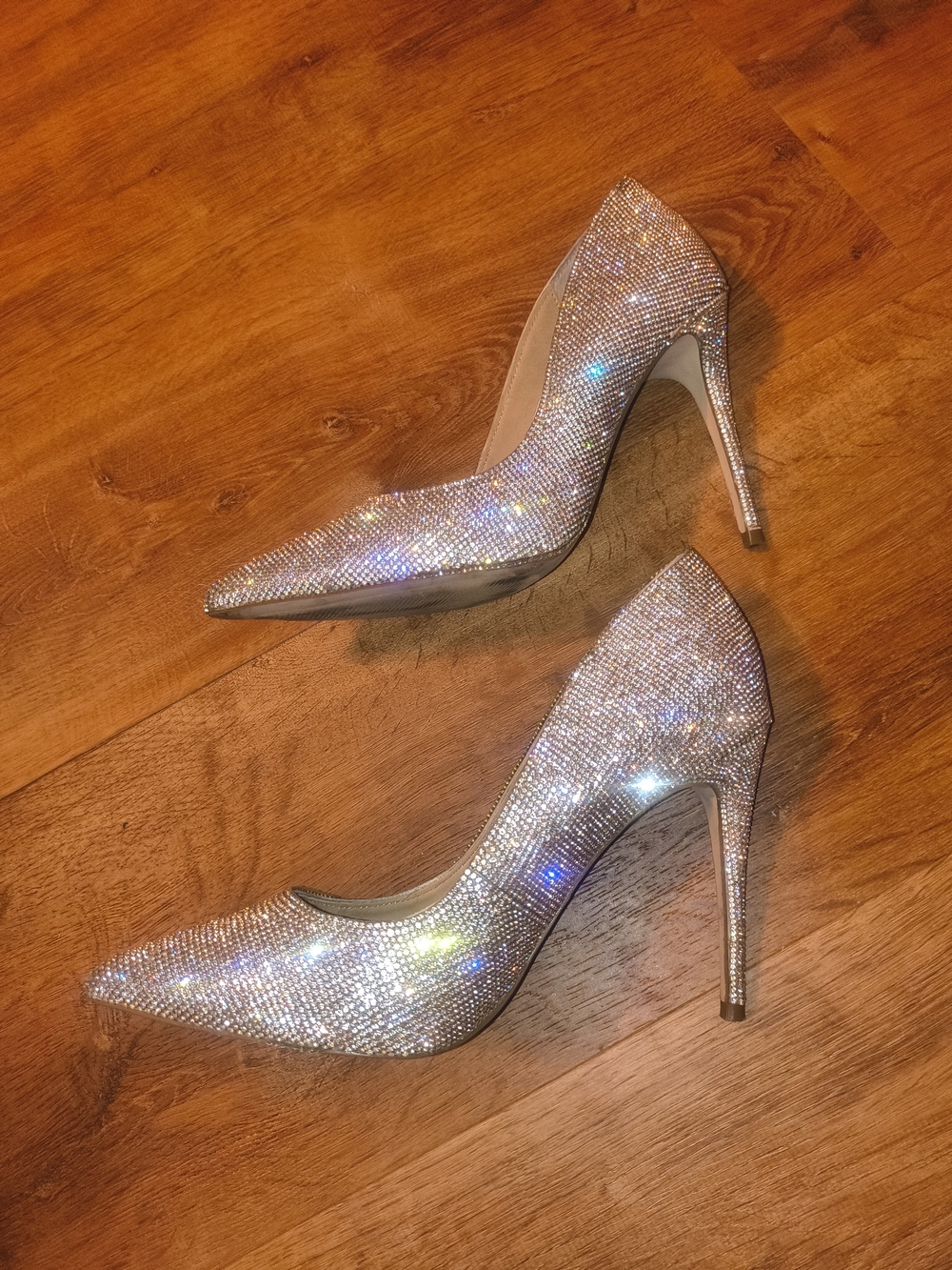 Sparkling Silver Pointed-Toe Stiletto Pumps